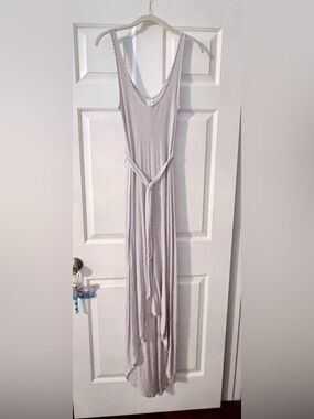 Liz Lange Light Gray and White Striped Maxi Dress